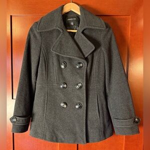 London Fog Women's Charcoal Wool Peacoat Size Petite Medium
